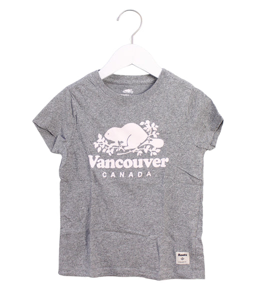 A Grey Short Sleeve T Shirts from Roots in size 5T for girl. (Front View)