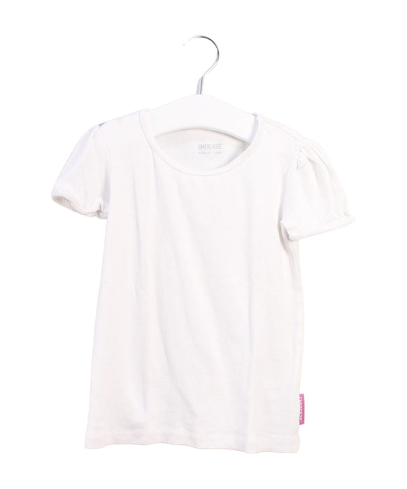 A White Short Sleeve T Shirts from Cherokee in size 4T for girl. (Front View)