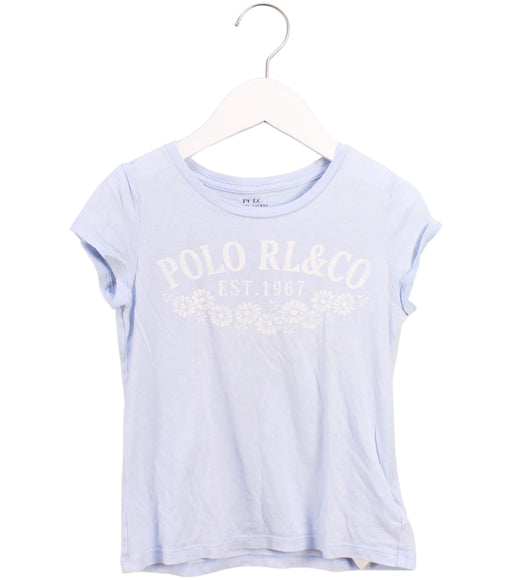 A White Short Sleeve T Shirts from Polo Ralph Lauren in size 5T for girl. (Front View)