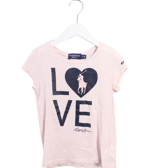 A Pink Short Sleeve T Shirts from Ralph Lauren in size 7Y for girl. (Front View)