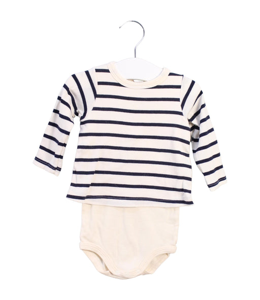 A Ivory Long Sleeve Bodysuits from Petit Bateau in size 3-6M for girl. (Front View)