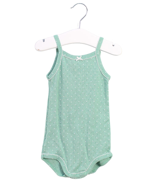 A Green Sleeveless Bodysuits from Petit Bateau in size 6-12M for girl. (Front View)
