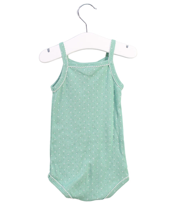 A Green Sleeveless Bodysuits from Petit Bateau in size 6-12M for girl. (Back View)