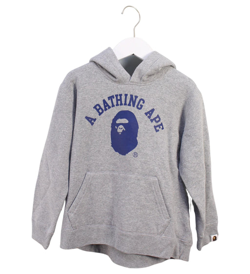 A Grey Hooded Sweatshirts from BAPE KIDS in size 7Y for boy. (Front View)