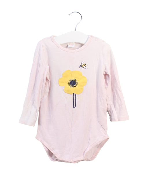 A Pink Long Sleeve Bodysuits from Seed in size 12-18M for girl. (Front View)