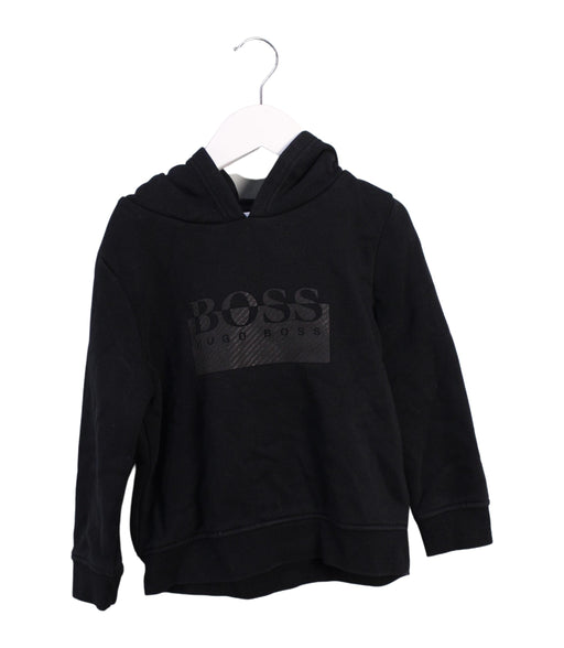A Black Hooded Sweatshirts from Boss in size 4T for boy. (Front View)