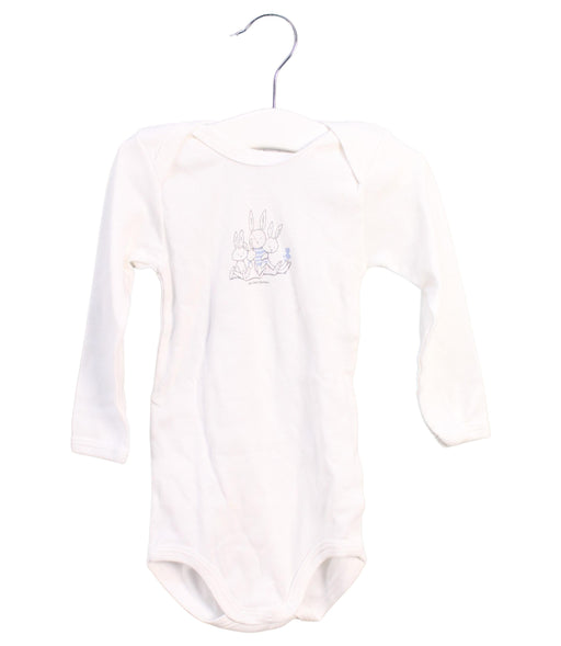 A Ivory Long Sleeve Bodysuits from Petit Bateau in size 12-18M for girl. (Front View)