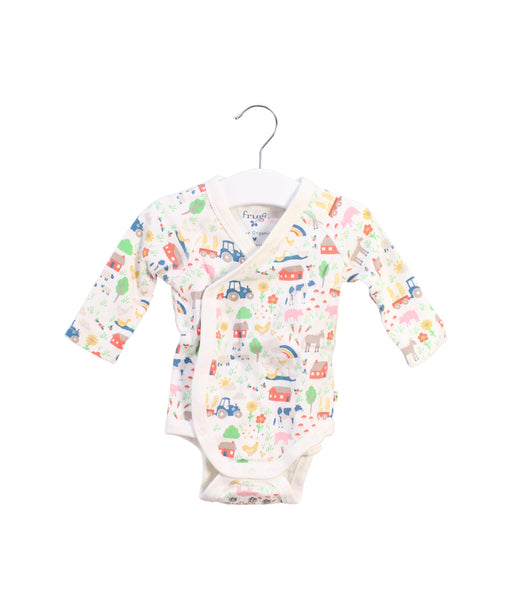 A White Long Sleeve Bodysuits from Frugi in size 0-3M for boy. (Front View)