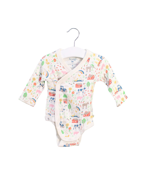 A White Long Sleeve Bodysuits from Frugi in size 0-3M for neutral. (Front View)