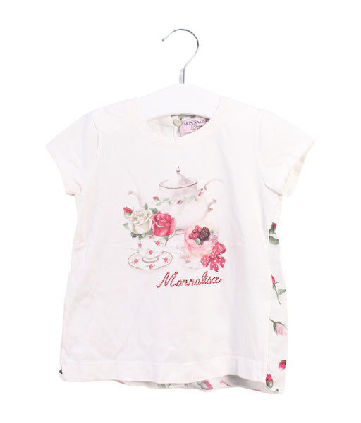 A White Short Sleeve T Shirts from Monnalisa in size 2T for girl. (Front View)