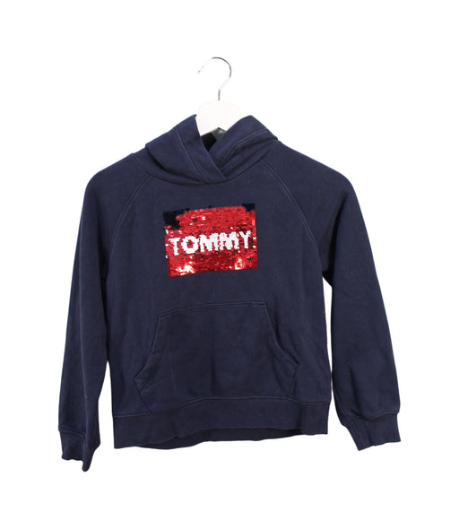 A Blue Hooded Sweatshirts from Tommy Hilfiger in size 10Y for boy. (Front View)