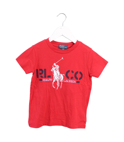 A Red Short Sleeve T Shirts from Polo Ralph Lauren in size 3T for girl. (Front View)
