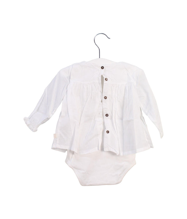 A White Long Sleeve Bodysuits from Les Enfantines in size 6-12M for girl. (Back View)