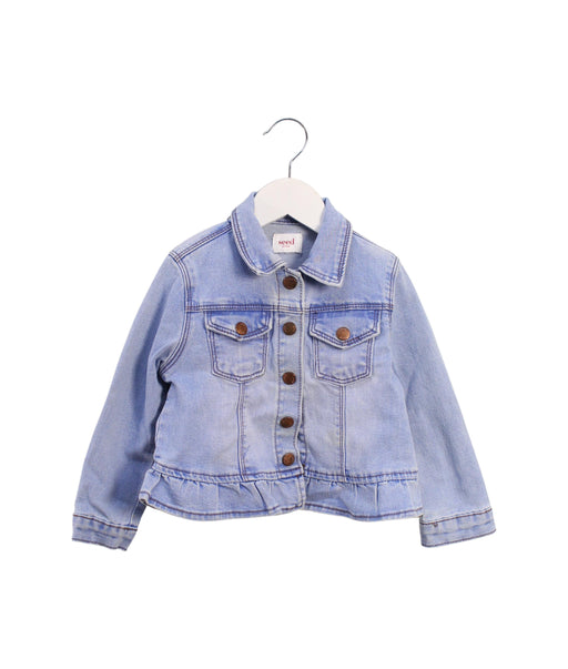 A Blue Lightweight Jackets from Seed in size 2T for girl. (Front View)