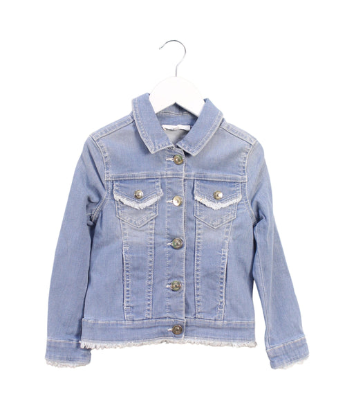 A Blue Lightweight Jackets from Chloe in size 4T for girl. (Front View)