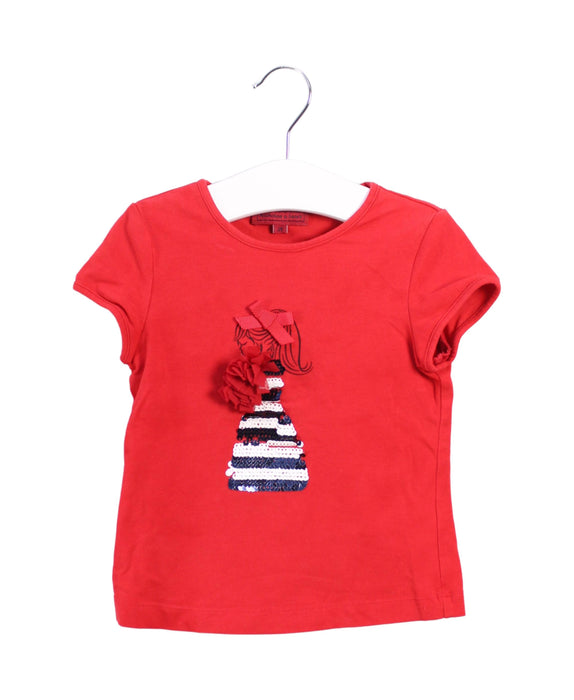 A Red Short Sleeve T Shirts from Nicholas & Bears in size 2T for girl. (Front View)