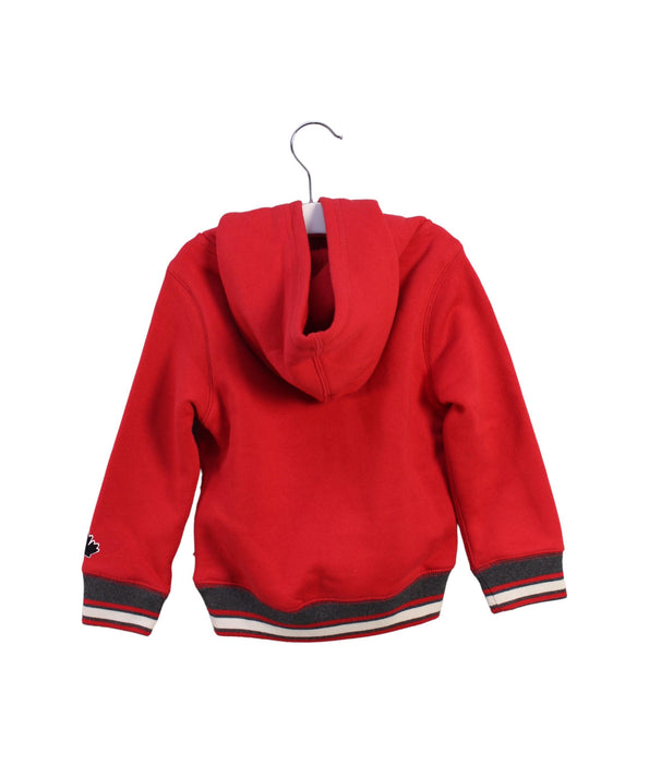 A Red Hooded Sweatshirts from Roots in size 2T for boy. (Back View)