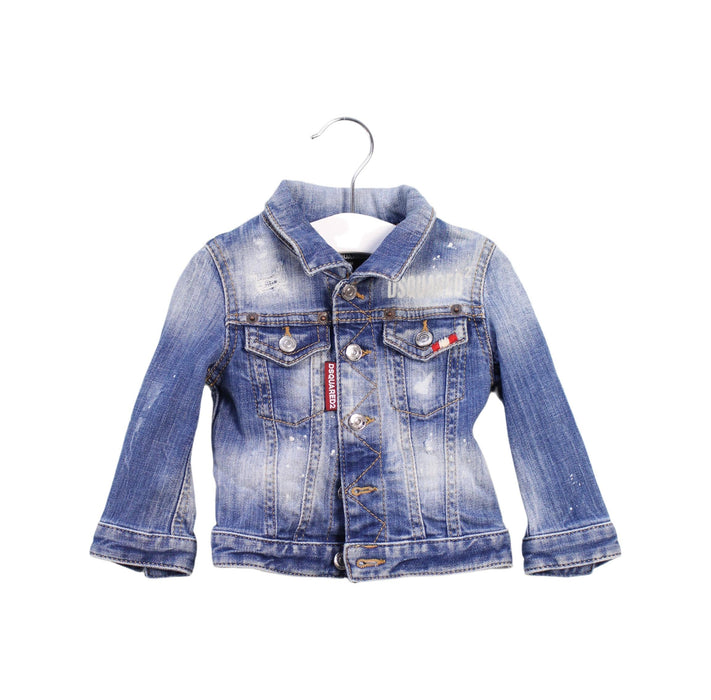 A Blue Lightweight Jackets from DSquared2 in size 6-12M for girl. (Front View)
