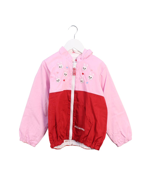 A Pink Lightweight Jackets from Miki House in size 5T for girl. (Front View)
