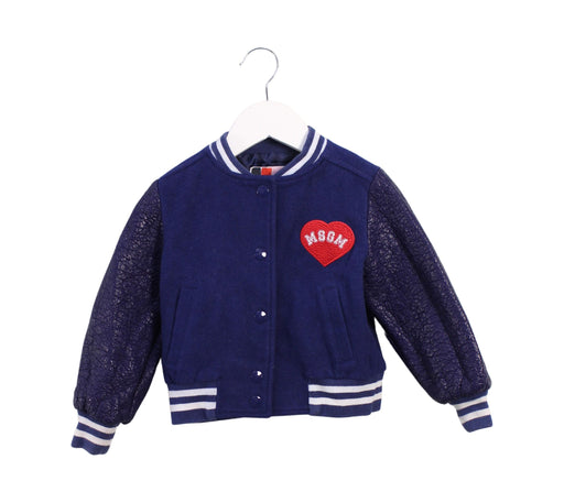 A Blue Lightweight Jackets from MSGM in size 4T for girl. (Front View)