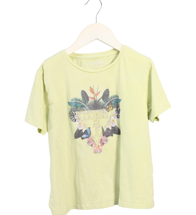 A Yellow Short Sleeve T Shirts from Guess in size 12Y for girl. (Front View)