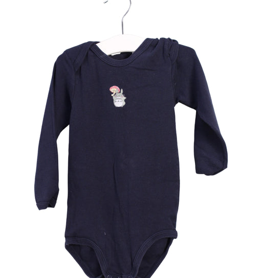 A Navy Long Sleeve Bodysuits from Petit Bateau in size 3T for girl. (Front View)