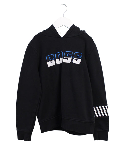 A Black Hooded Sweatshirts from Boss in size 10Y for boy. (Front View)