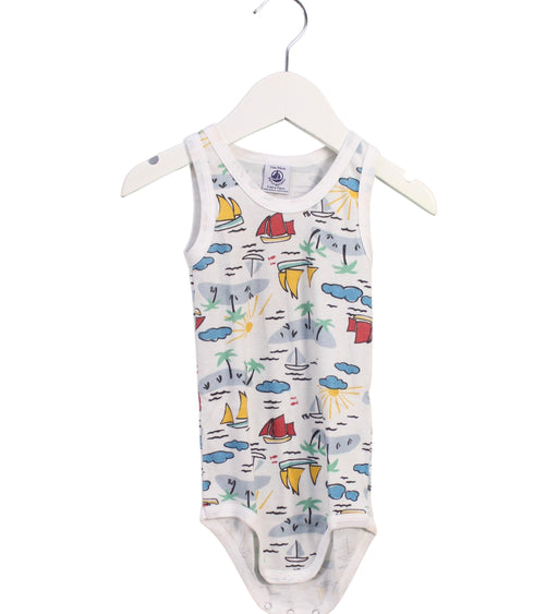 A White Sleeveless Bodysuits from Petit Bateau in size 18-24M for boy. (Front View)