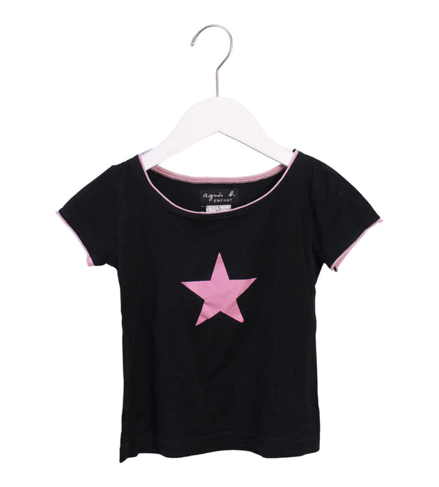 A Black Short Sleeve T Shirts from Agnes b. in size 4T for girl. (Front View)