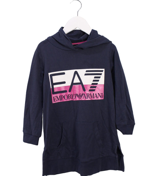 A Navy Hooded Sweatshirts from Armani in size 4T for girl. (Front View)