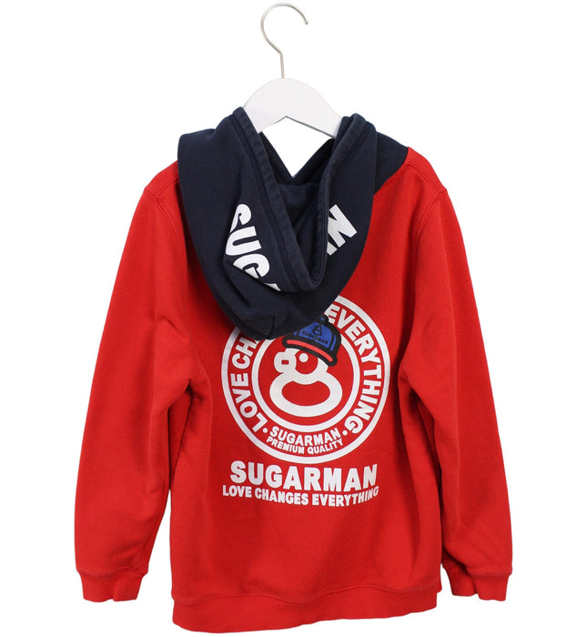 A Red Hooded Sweatshirts from Sugarman in size 12Y for boy. (Back View)
