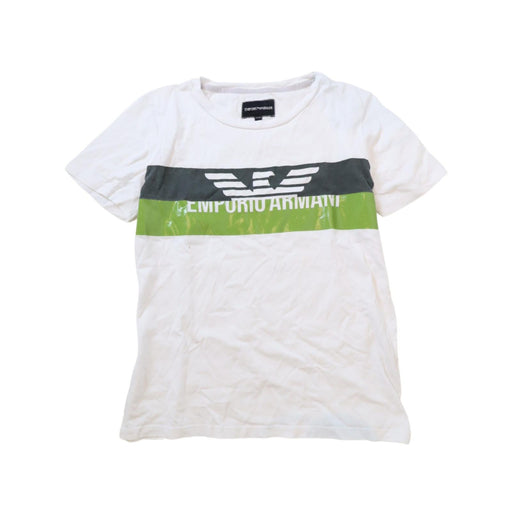 A White Short Sleeve T Shirts from Emporio Armani in size 10Y for boy. (Front View)