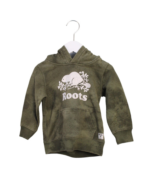 A Green Hooded Sweatshirts from Roots in size 3T for boy. (Front View)
