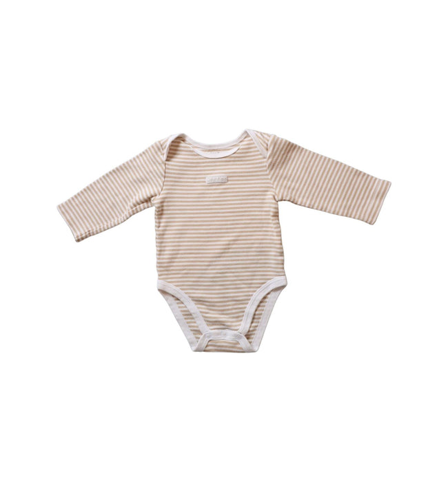 A Beige Long Sleeve Bodysuits from Calvin Klein in size 3-6M for neutral. (Front View)