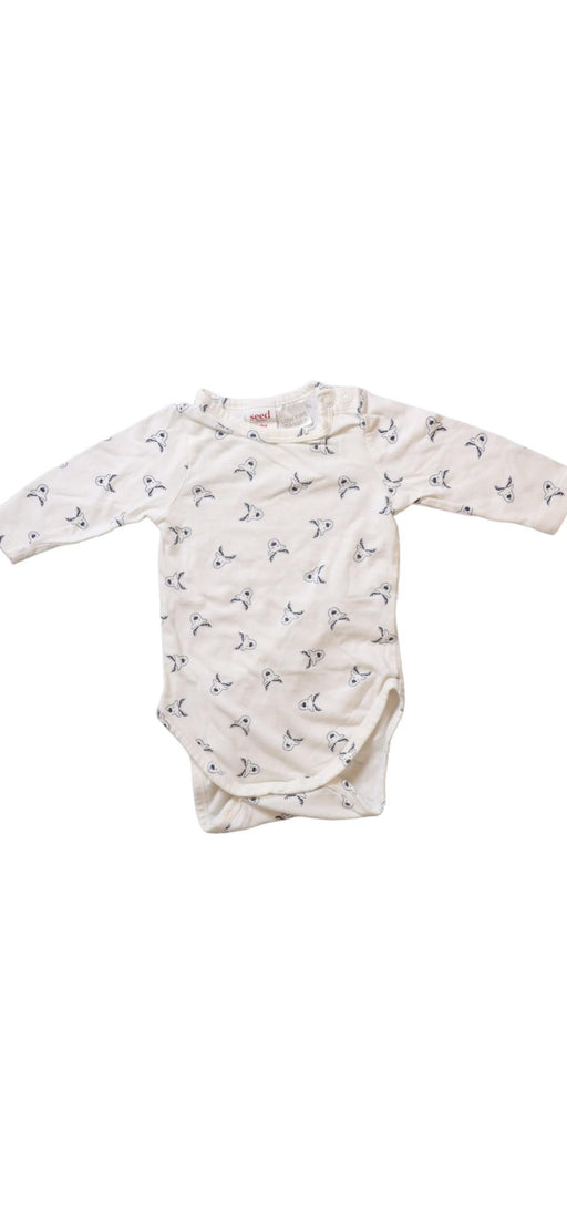 A White Long Sleeve Bodysuits from Seed in size Newborn for neutral. (Front View)