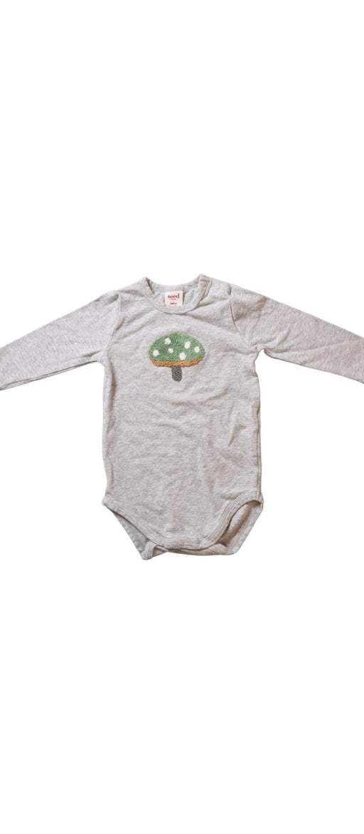 A Grey Long Sleeve Bodysuits from Seed in size 3-6M for neutral. (Front View)