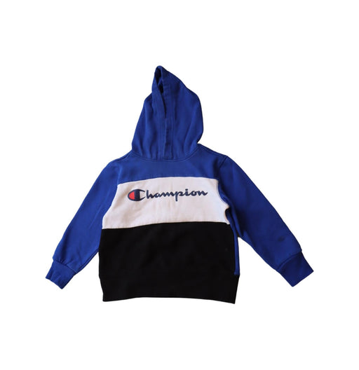 A Blue Hooded Sweatshirts from Champion in size 4T for boy. (Front View)
