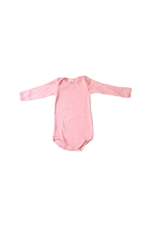 A Pink Long Sleeve Bodysuits from Petit Bateau in size 6-12M for girl. (Front View)