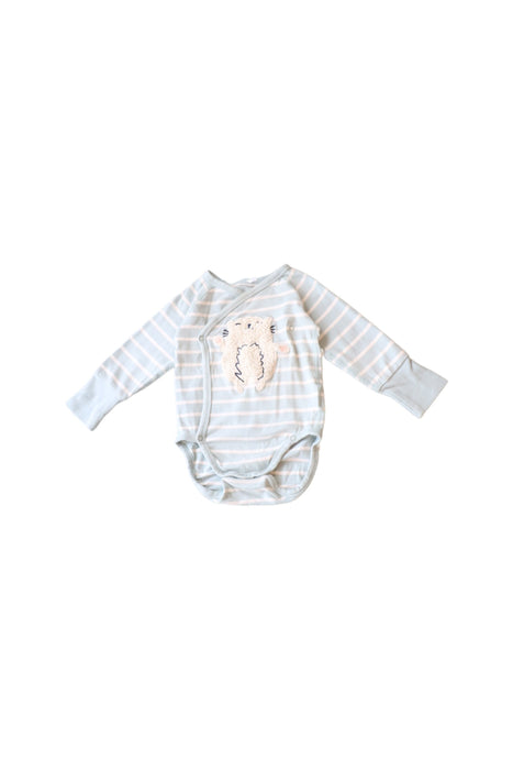 A Blue Long Sleeve Bodysuits from Polarn O. Pyret in size 0-3M for neutral. (Front View)