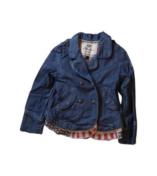 A Blue Lightweight Jackets from IKKS in size 5T for girl. (Front View)