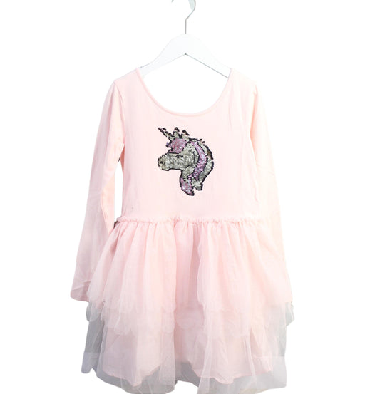 A Pink Long Sleeve Dresses from Seed in size 10Y for girl. (Front View)