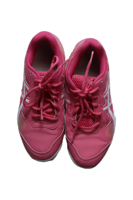 A Pink Sneakers from ASICS in size 11Y for girl. (Back View)