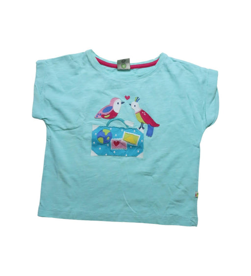 A Blue T Shirts from Frugi in size 5T for girl. (Front View)