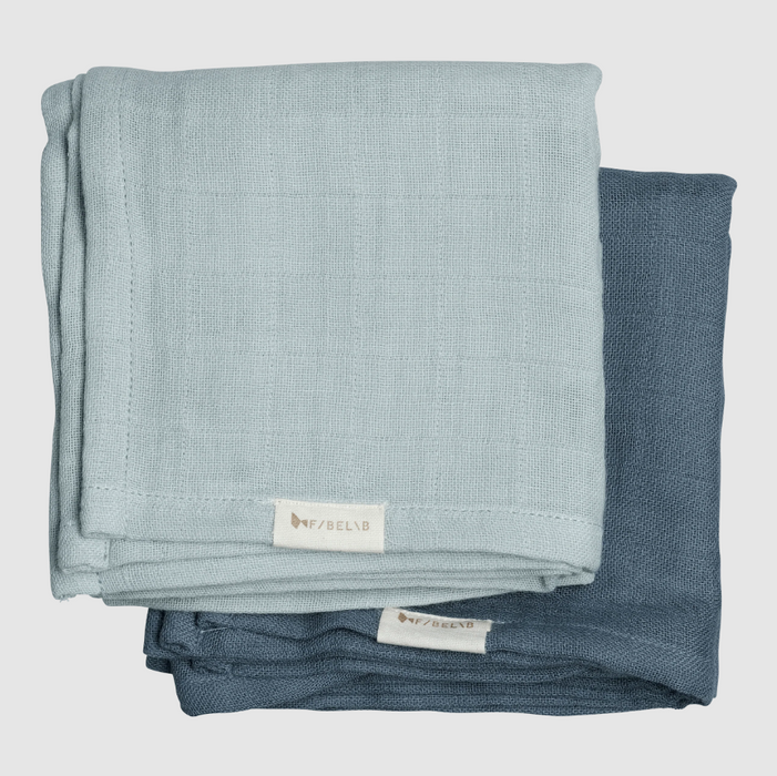 Fabelab Muslin Cloth (Organic) 2 - Pack Ocean) Blanket 6M - 2T (60x60cm)