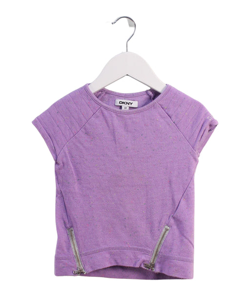 A Purple Short Sleeve Tops from DKNY in size 3T for girl. (Front View)