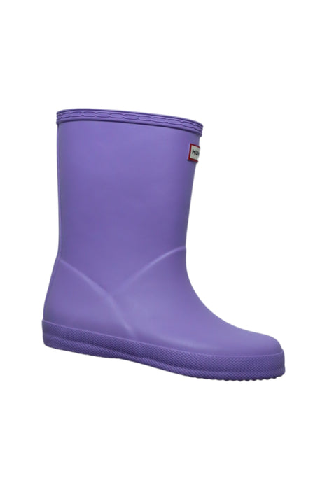 A Purple Rain Boots from Hunter in size 5T for girl. (Front View)