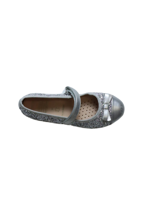 A Silver Flats from Geox in size 6T for girl. (Front View)