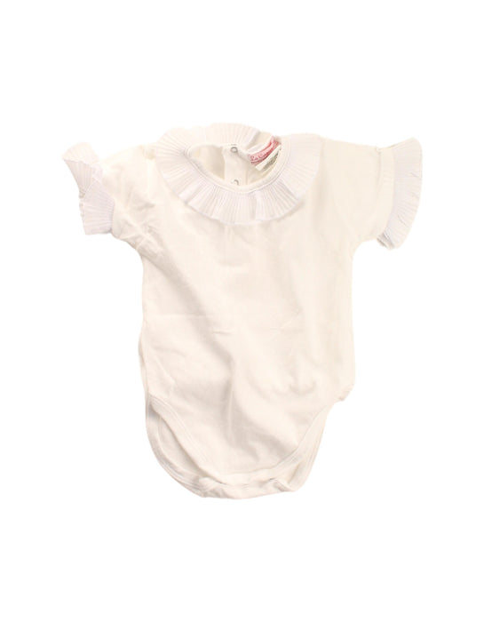 A White Bodysuits from La Coqueta in size 3-6M for girl. (Front View)
