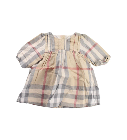 A Beige Long Sleeve Dresses from Burberry in size 0-3M for girl. (Front View)
