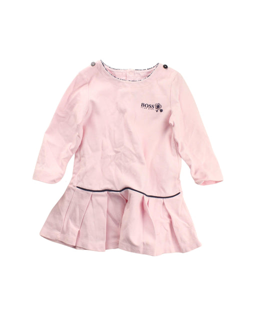 A Pink Long Sleeve Dresses from Boss in size 6-12M for girl. (Front View)